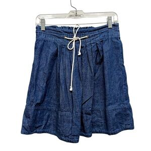 2/$15 Merona Blue Denim Mini Skirt XS | Tie Waist Casual Chambray Skirt